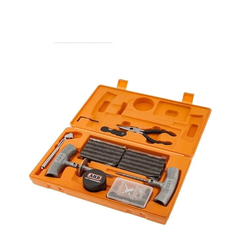 Speedy Seal emergency tyre repair tool set with pressure gauge in compact case