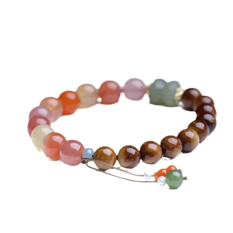 8mm diamond-shaped agate bracelet with persimmon decorative elements for women