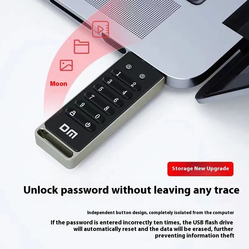 64GB USB 3.0 fingerprint encrypted flash drive with metal shell and password protection