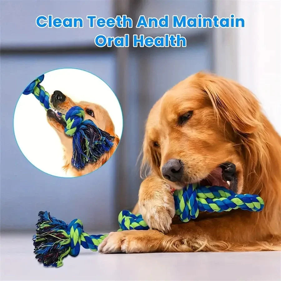 Heavy-duty cotton rope dog toys for large breeds with dental health benefits