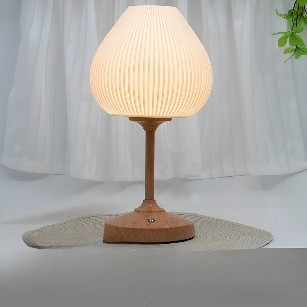 American retro charging lamp with straight rod wood colour finish and USB cable