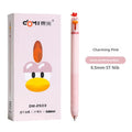Cute pet chicken shaped press gel pen with 0.5mm nib in black, white, pink, and yellow colours