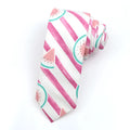 Korean style narrow cotton bow tie with a printed cartoon pattern in a casual colour.