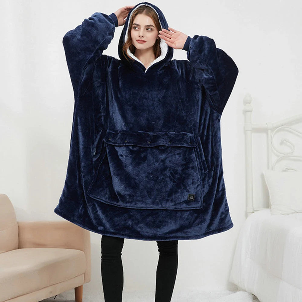 USB heated oversized hoodie blanket in various colours with large back heating area