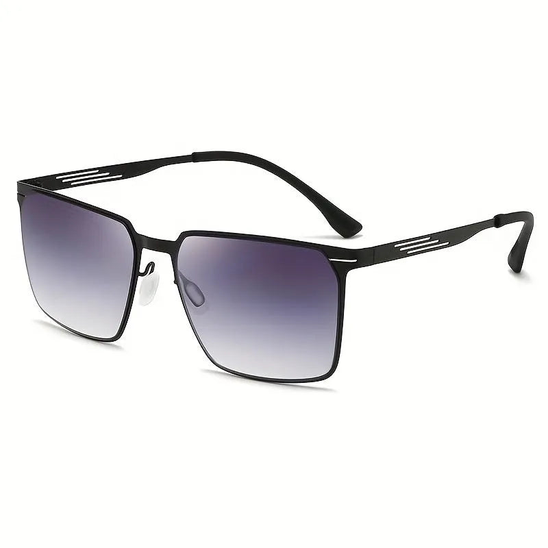 Fashion metal frame sunglasses with PC lenses in black frame double gray piece