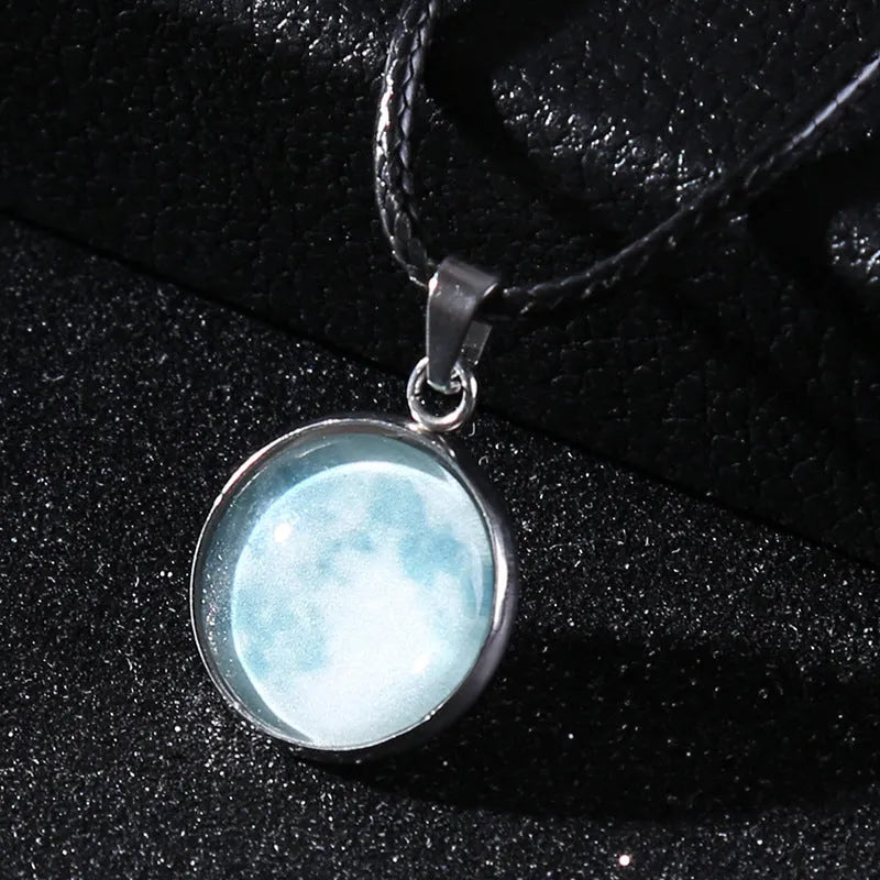 Simple constellation design pendant necklace with luminous alloy detail on a chain with extension.