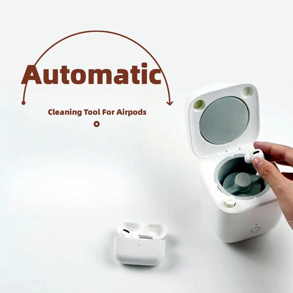 Automatic AirPods cleaning tool with multi-function capabilities for removing dirt, debris, and earwax buildup from wireless earbuds