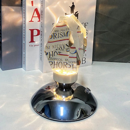 LED Crystal Night Light with Remote Control showcasing diamond-cut pattern projection
