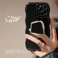 Black TPU metallic phone case with geometric bracket for Apple iPhone