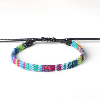 Hand woven rainbow colour bohemian style anklet for men and women