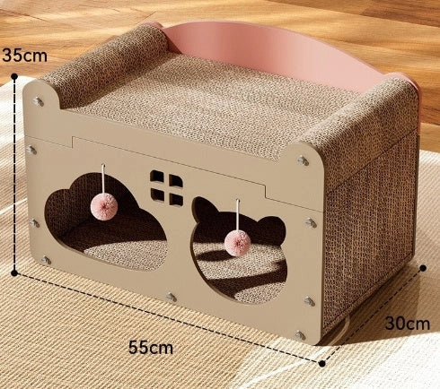 Durable sisal cat scratch board with integrated nest, perfect for protecting furniture and providing comfort for your cat