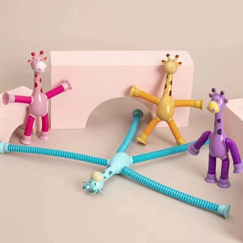 Giraffe Tubes Sensory Toys in various colors for stress relief and sensory play