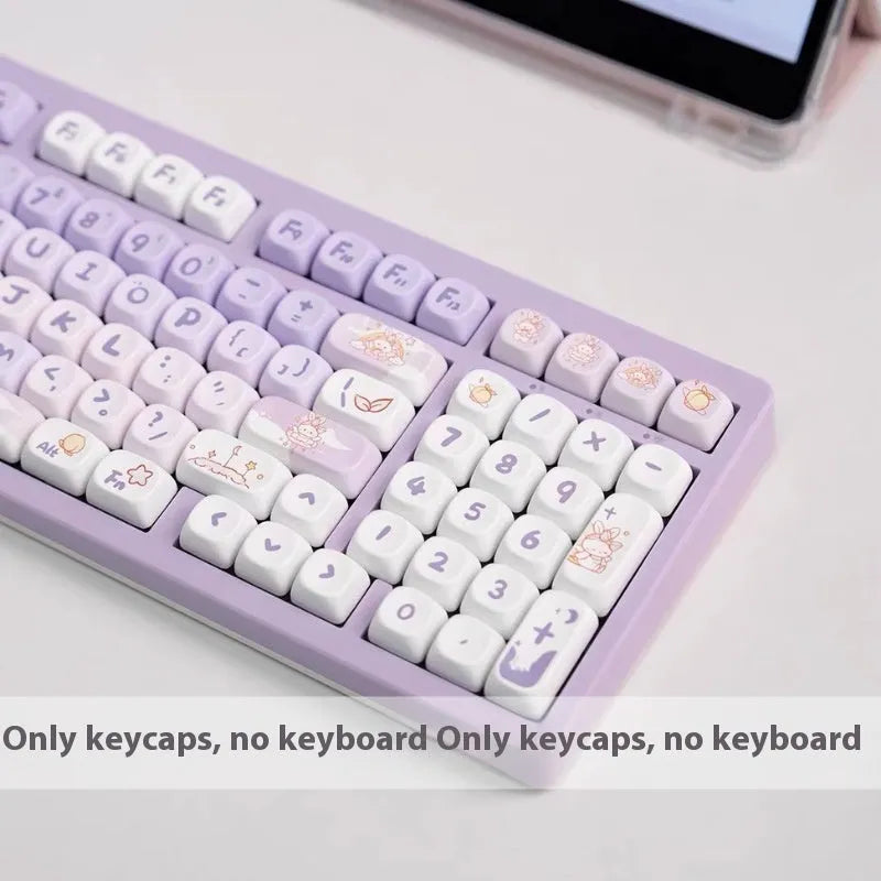 Gradient purple rabbit design PBT keycap set for mechanical keyboards with sublimation printing