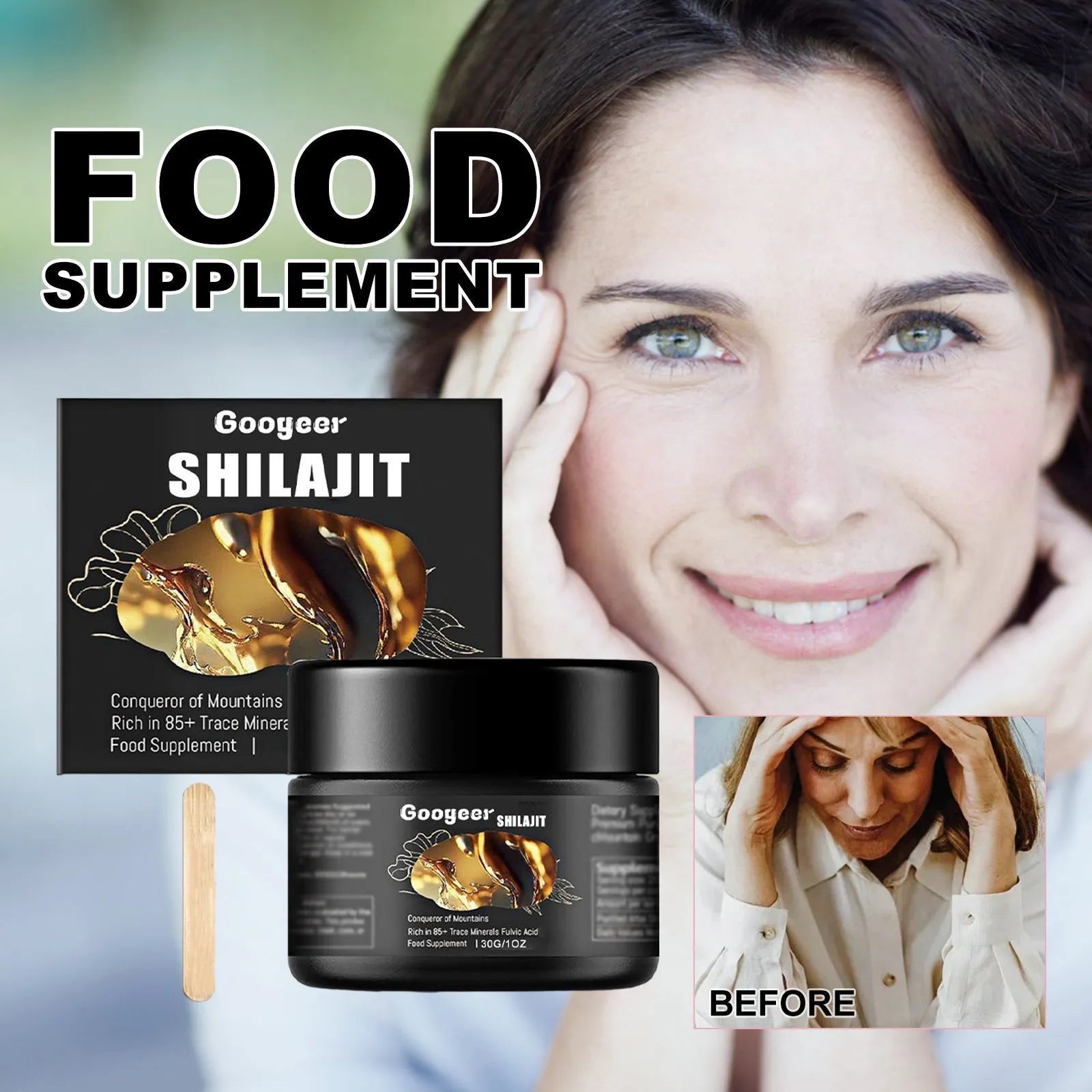 Body care kit box with a 30g supplement container for universal skin type application.