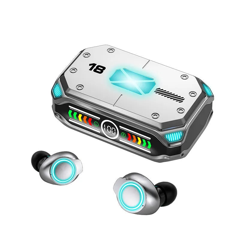Touch Digital Display True Wireless Bluetooth headset in M43 E-sports silver with battery power screen