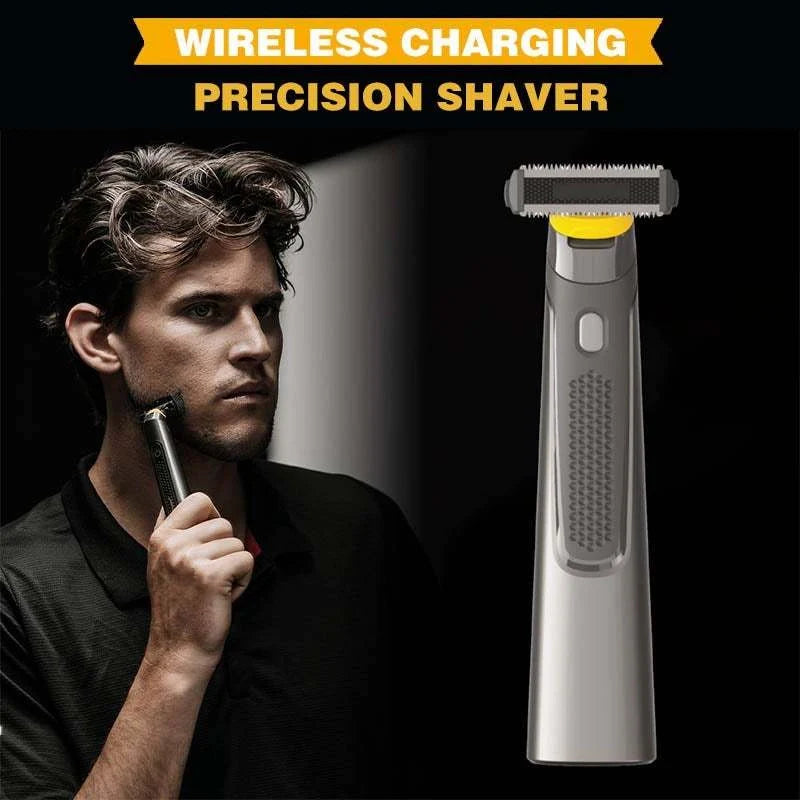 Wireless rechargeable precision shaver for men with stainless steel blades