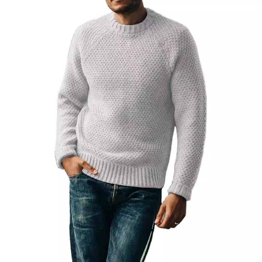 Men's winter knitted pullover sweater in extra coarse wool, available in multiple colours