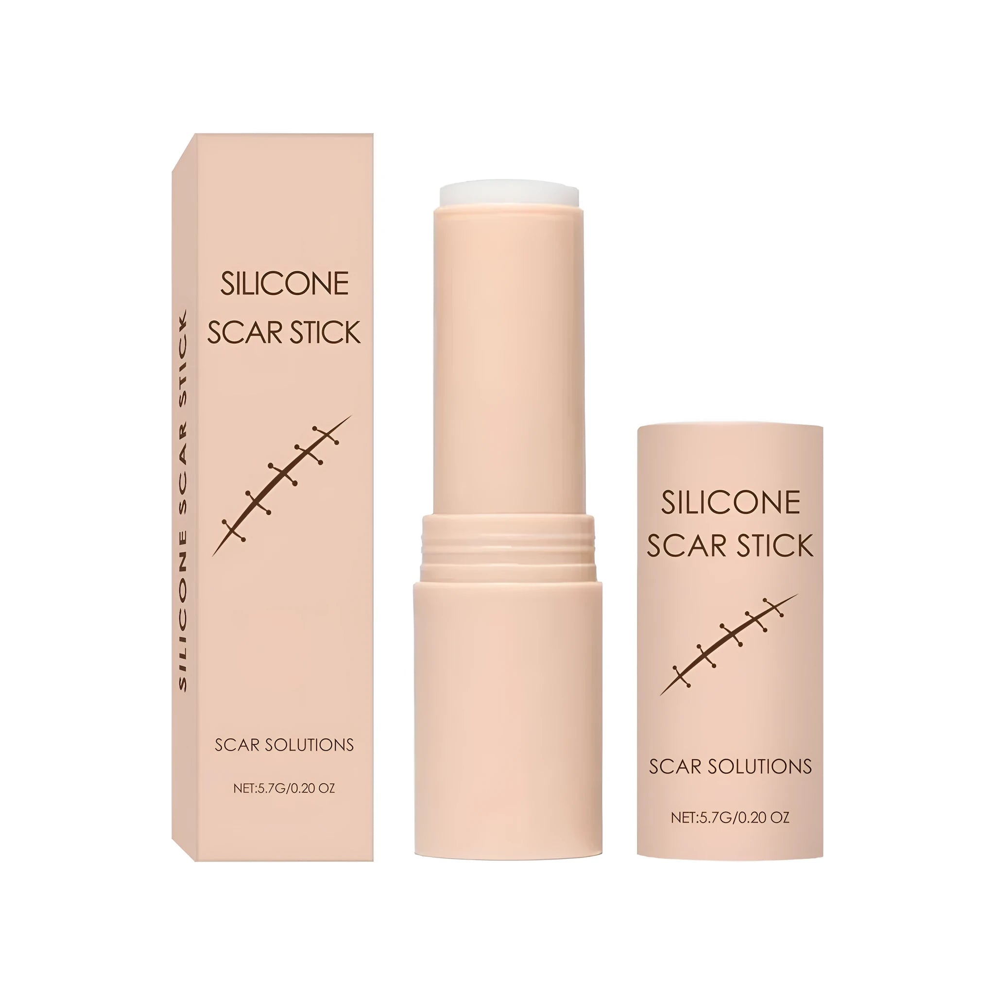 Silicone scar stick with Centella asiatica and vitamin E, solid white stick with cap, for scar moisturisation