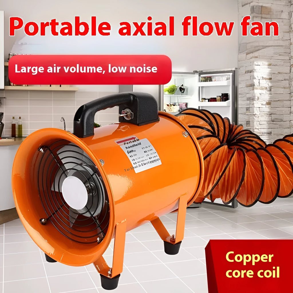 8 inch titanium steel industrial axial flow fan with 5 metre air duct for ventilation