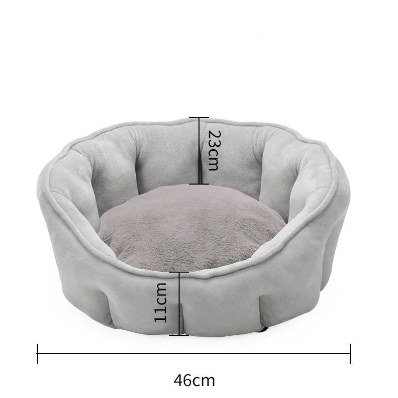 Plush cat hammock bed enclosed cat house with fleece lining in grey colour