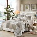 Korean style pure cotton quilted bedspread and two pillowcases in a three-piece bedding set.