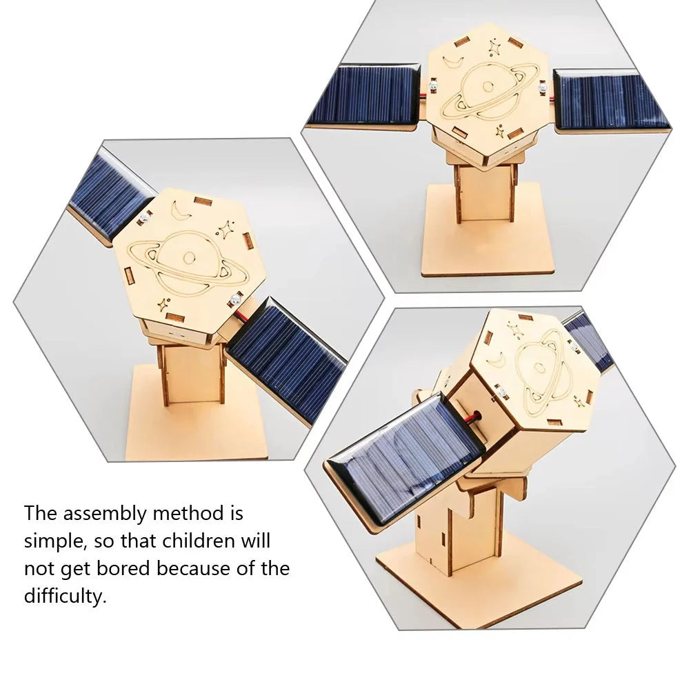 Solar-Powered DIY Space Satellite STEM Kit for kids, educational science toy