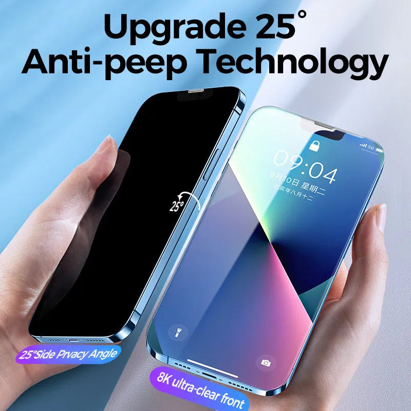 Tempered glass screen protector with anti fingerprint and anti peep features for iPhone