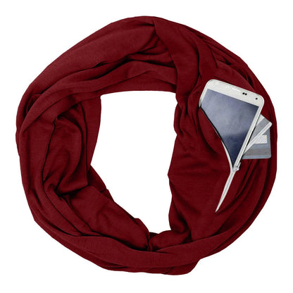 Pocket scarf with zipper pocket in various colours for winter warmth and storage