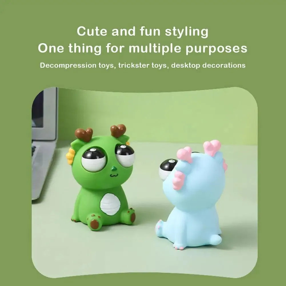Cute staring dragon eyeball burst squeeze toy in orange colour on white background