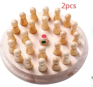 Children's wooden memory chess set for early colour education, made from top beech wood