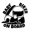 BABY ON BOARD reflective car sticker in black and white options for vehicle windows