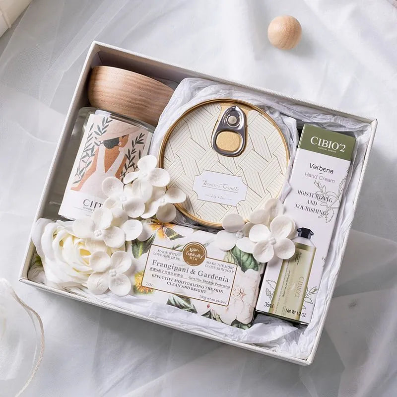 Sense Set aromatherapy gift box with skylight candles, Bluetooth speaker, and towel bear package