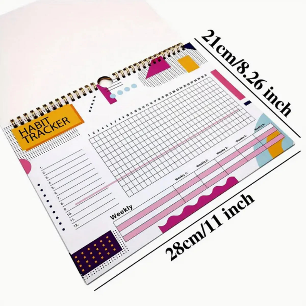 No Date Habit Tracking Planner book in A4 size with 12 pages for schedule recording.