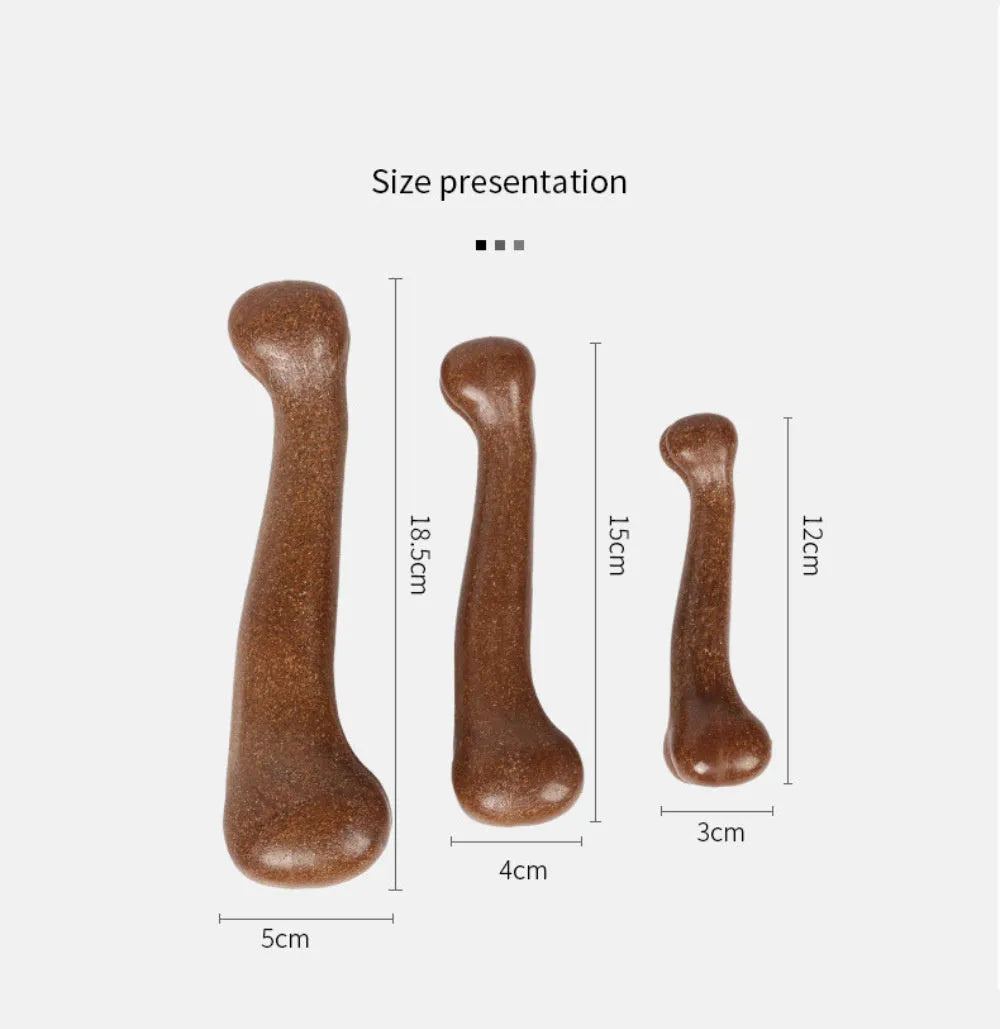 Brown and yellow dog bone simulation molar stick bite resistant toy tooth cleaner three sizes