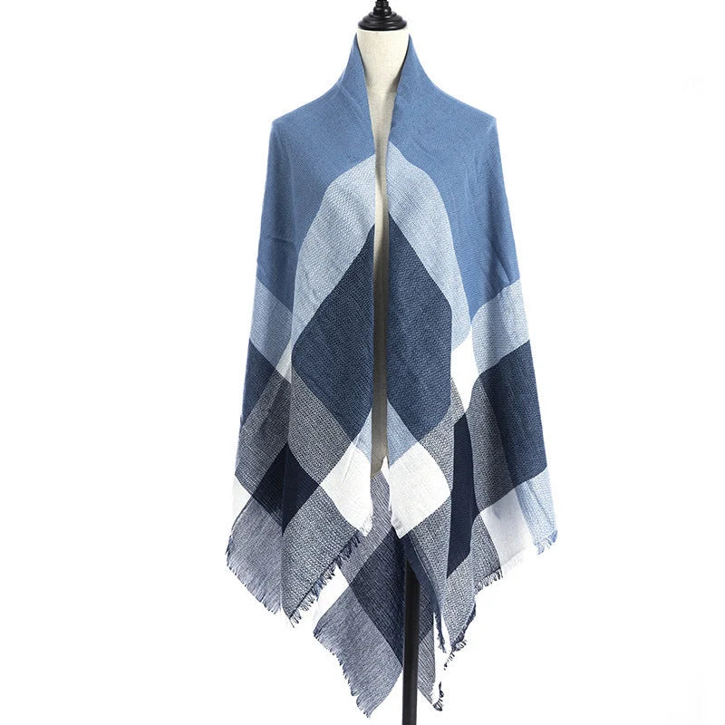 Women's double-sided Qicaigei scarf shawl in imitation cashmere, 140x140cm