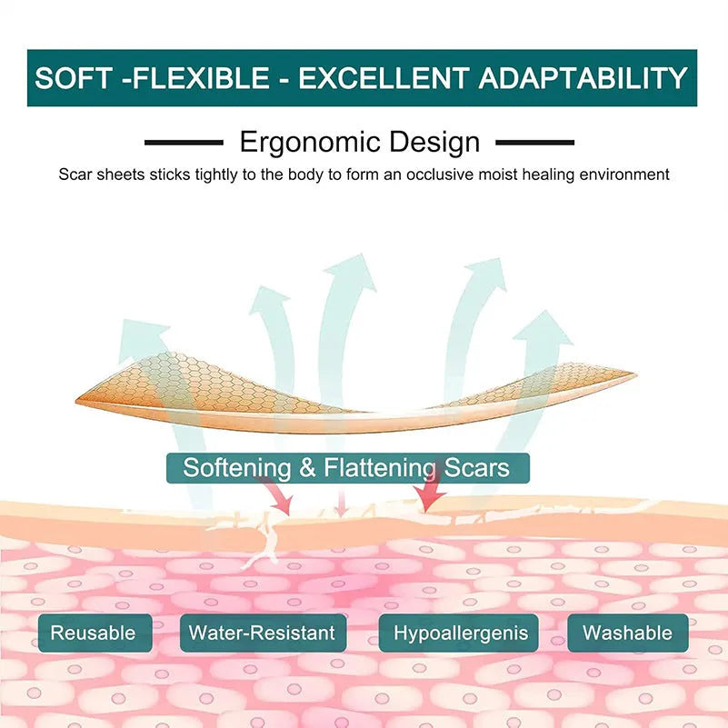 Silicone scar tape roll with pomegranate and glycerin, 3 metre length, standard specification
