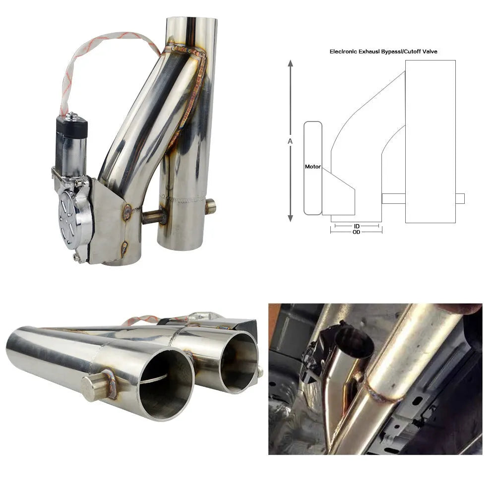 Electronic dual valve exhaust cutout in 304 stainless steel with CNC flange and remote control for car exhaust modification
