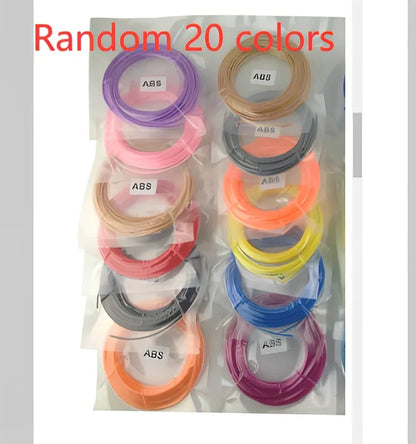 ABS and PLA filament consumables in 20 colours for 3D printing pens, 200m length circular strips