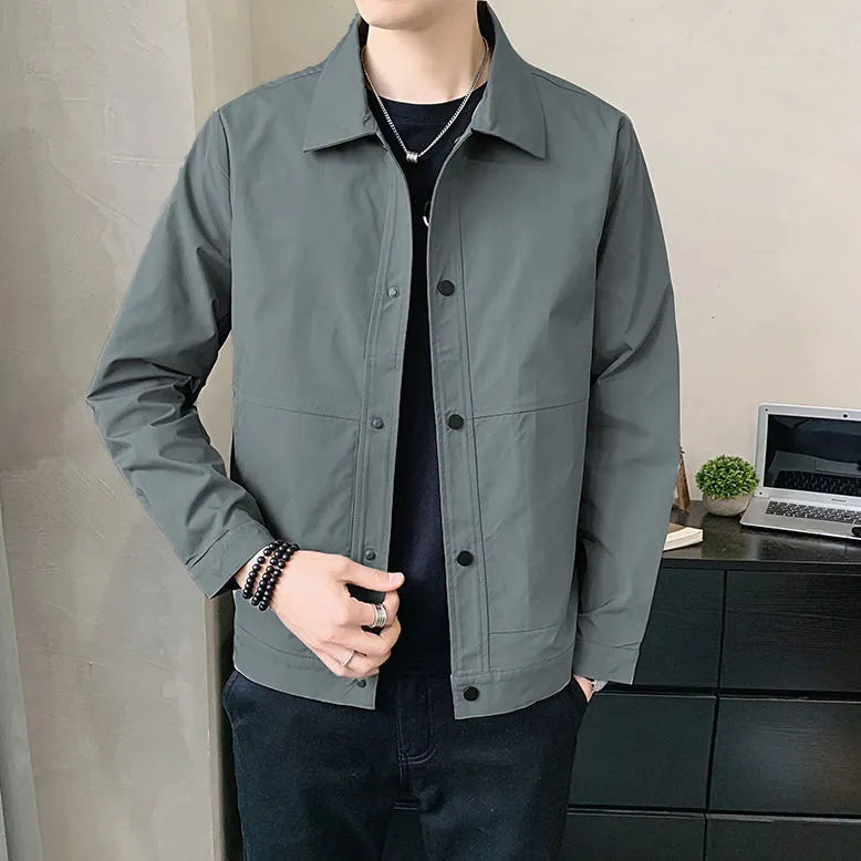Men's Korean style single-layer polyester jacket in four colour options for spring and autumn wear