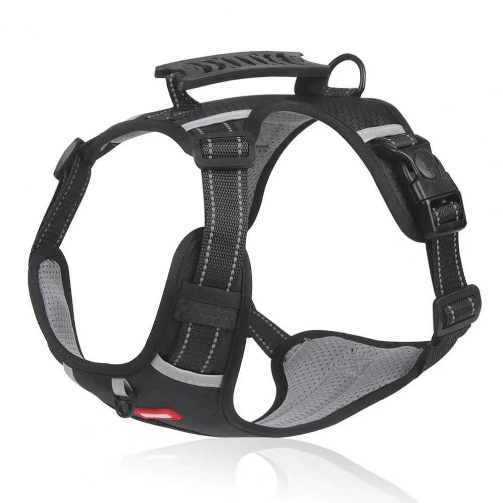 Nylon no pull reflective dog harness vest in orange oxford cloth with adjustable buckles and handle