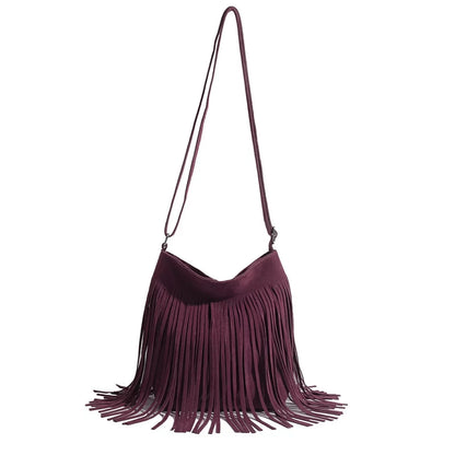Artistic Tassel Shoulder Bag in various colours showcasing literary style and tassel detail