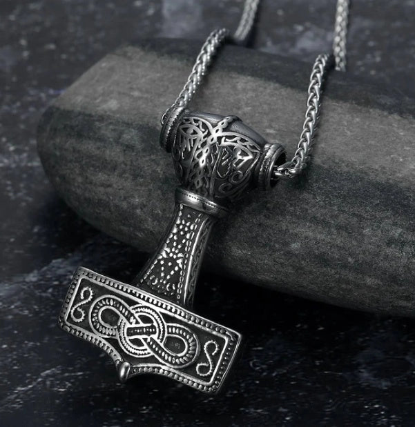 Vintage Nordic rune necklaces with Elder Futhark pendant in stainless steel and gold finishes