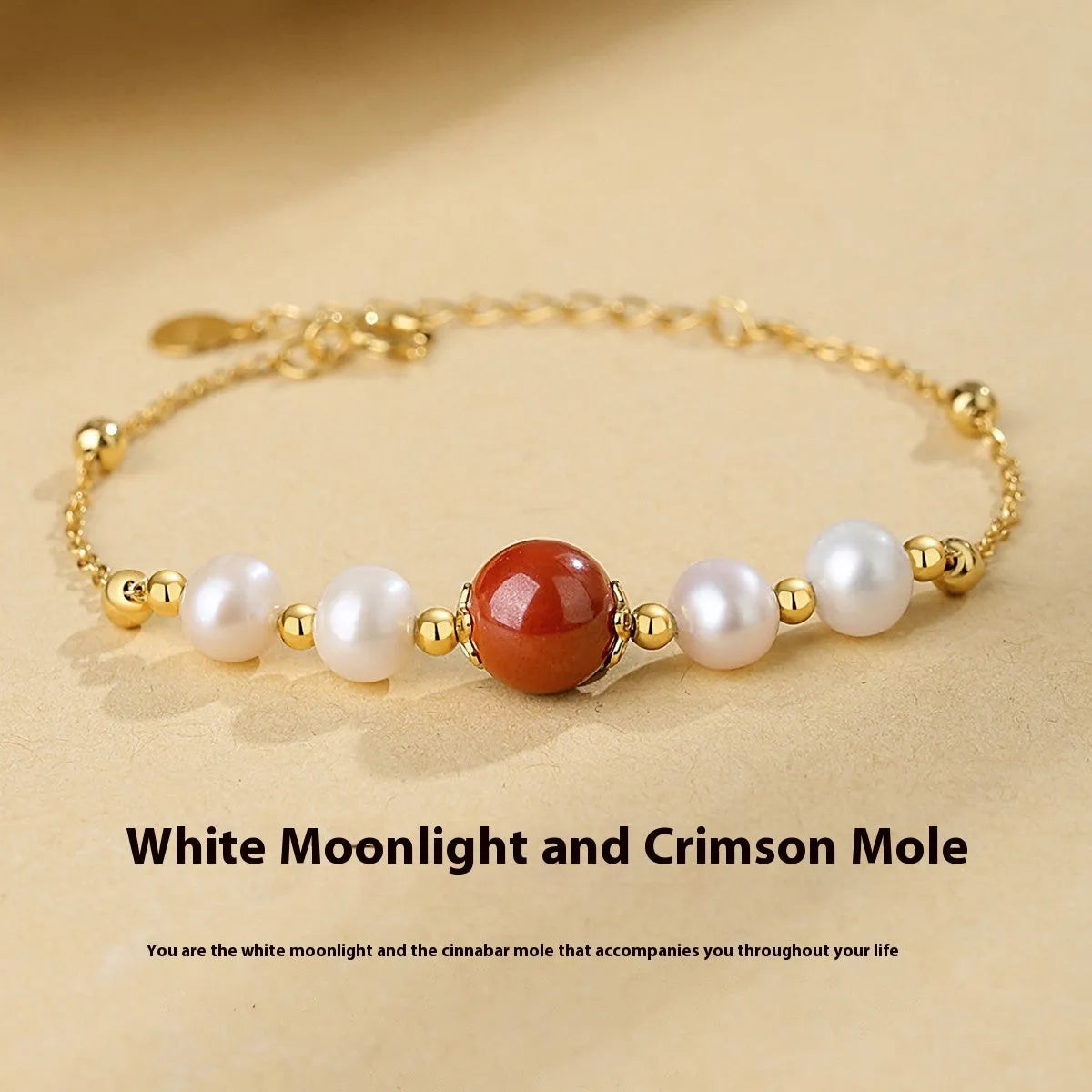 Yellow retro-style cinnabar bracelet for women made from 925 silver on a neutral background.