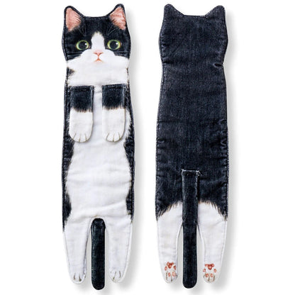 Long cat shape hand towels in various colors for bathroom and kitchen use