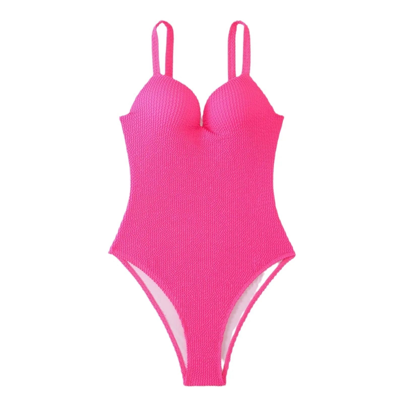 Women's sleeveless one-piece swimsuit in a striped design, shown in one of five available colours.