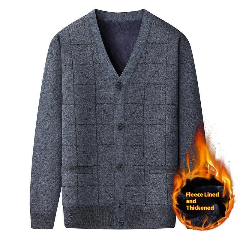 Men's plus-size polyester cardigan with batwing sleeves in grey and brown colour options