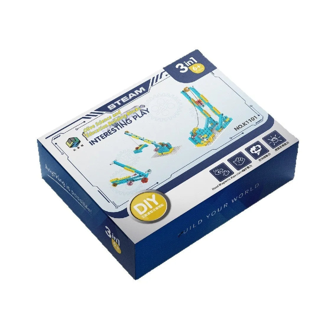 Three-in-one building block set compatible with Lego, plastic, 50-78 pieces, model measures 15x18x6 cm, colour box packaging