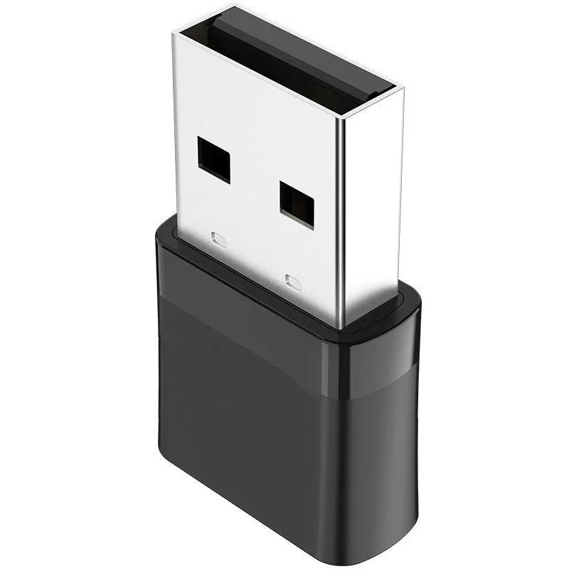 Black nickel-plated USB dual-band WiFi and Bluetooth network adapter with external antenna.