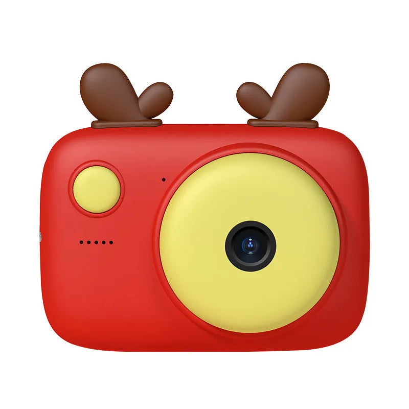 A2 kids digital camera in macaron design with colour screen, shown in green, pink, purple, and red.