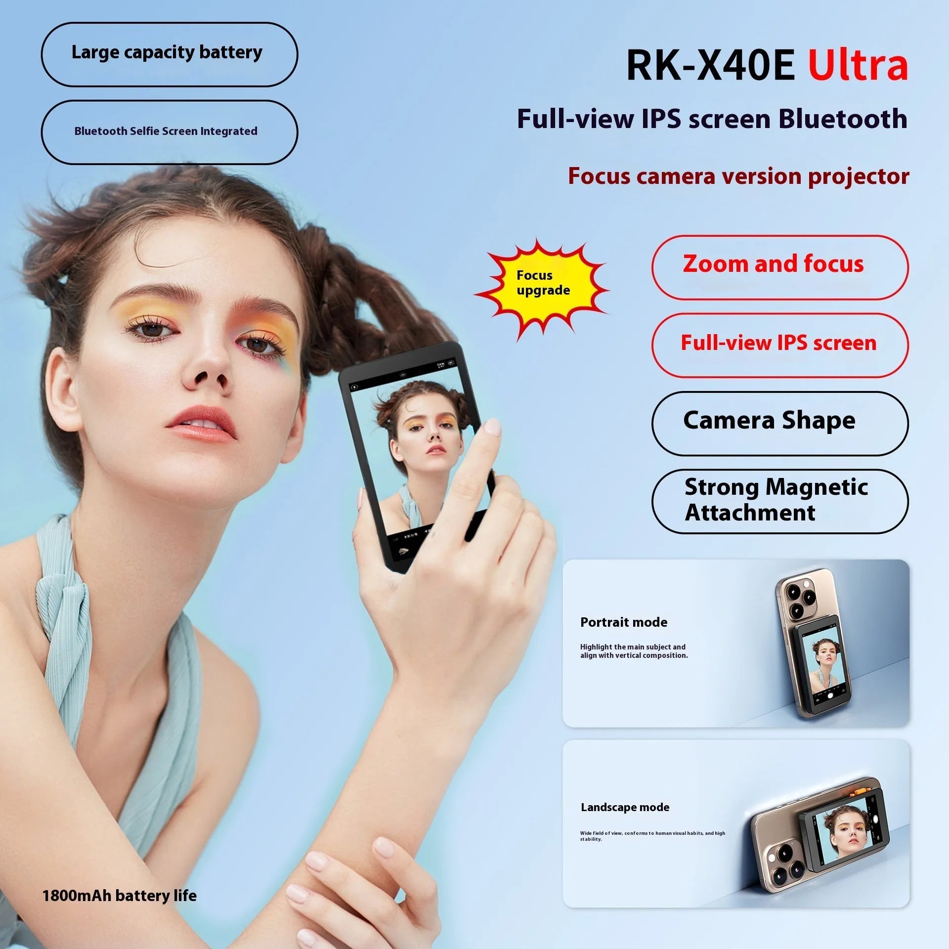 RK X40E Ultra wireless magnetic multi-monitoring device with 4-inch screen in black plastic